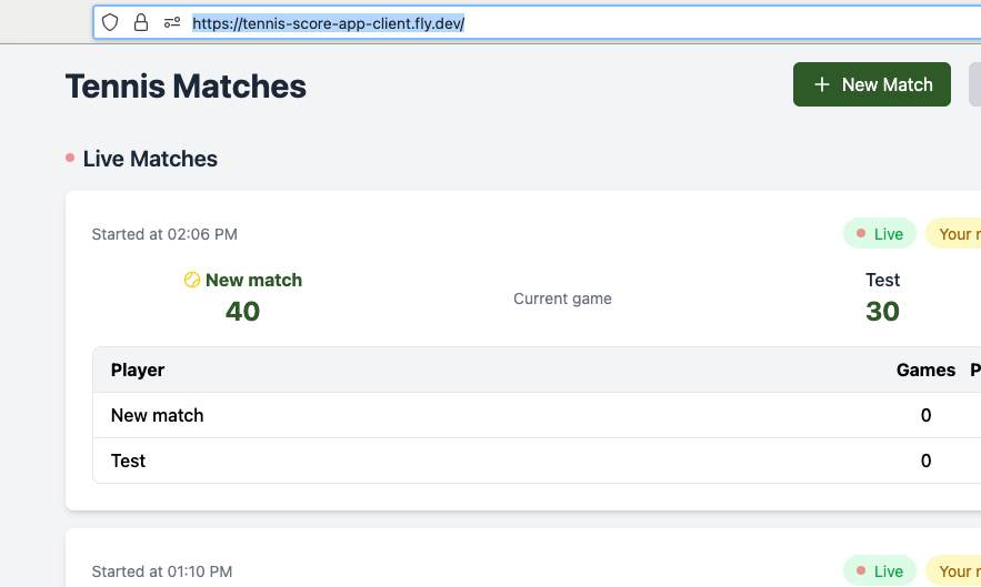Deployed app interface